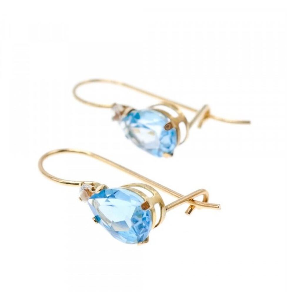 10K Yellow Gold Topaz & Diamonds Earrings